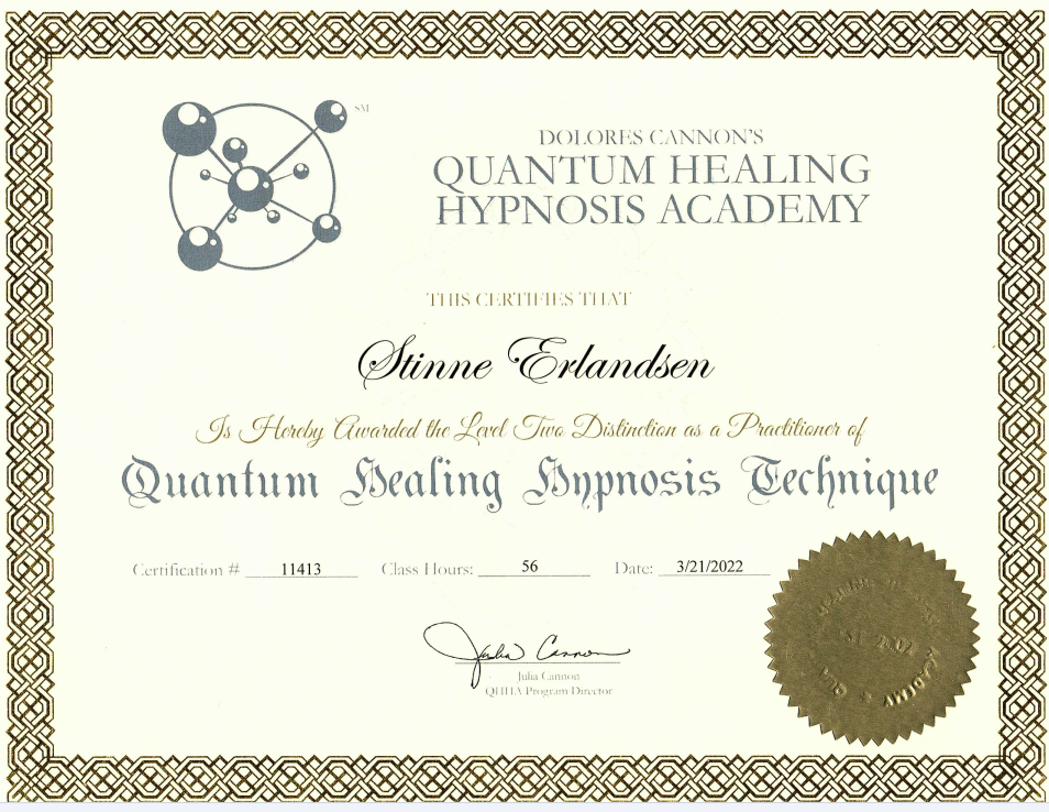 Certifikat QHHT practitioner level 2